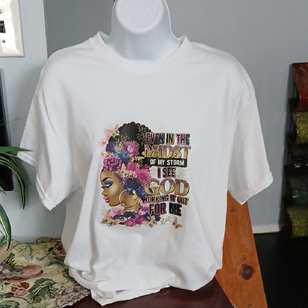 White Graphic T-Shirt with Inspirational Print